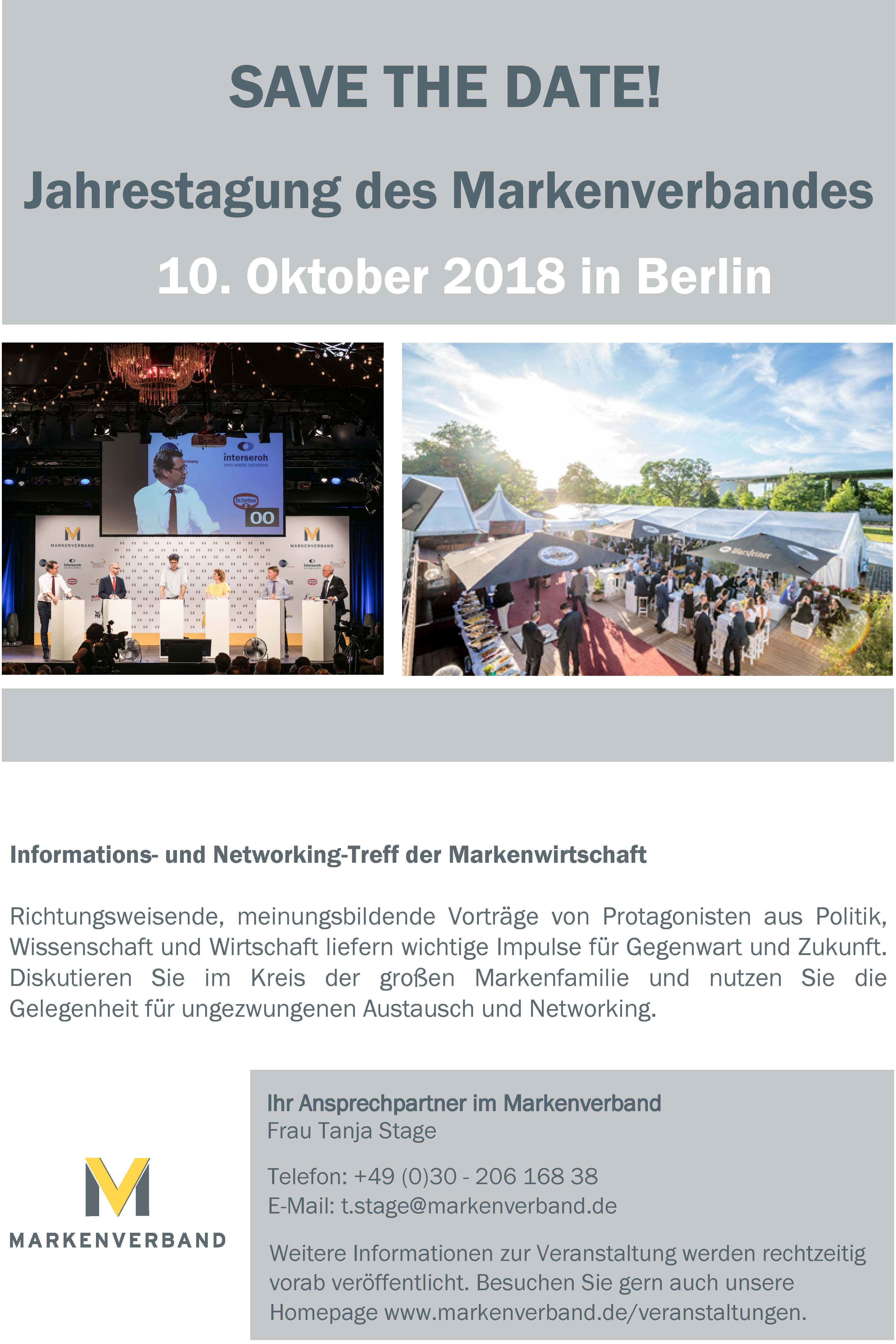 SAVE THE DATE Jahrestagung 2018