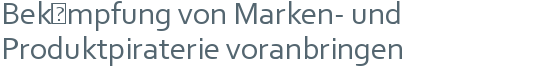 Bekämpfung von Marken- und | Produktpiraterie voranbringen 