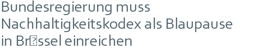 Bundesregierung muss Nachhaltigkeitskodex als Blaupause | in Brüssel einreichen 